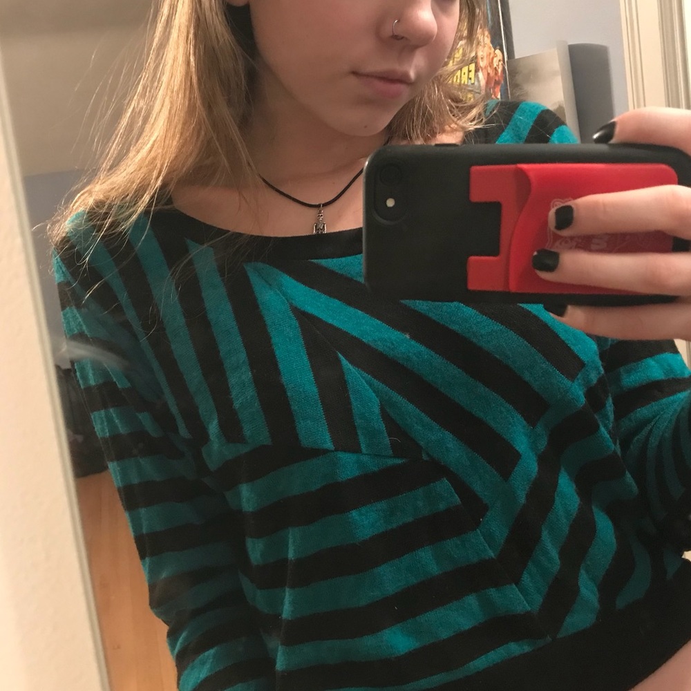 Funky Teal & Black Sweater